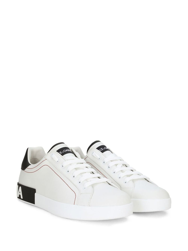 White and black leather sneakers