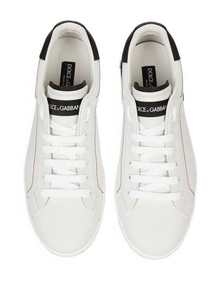 White and black leather sneakers