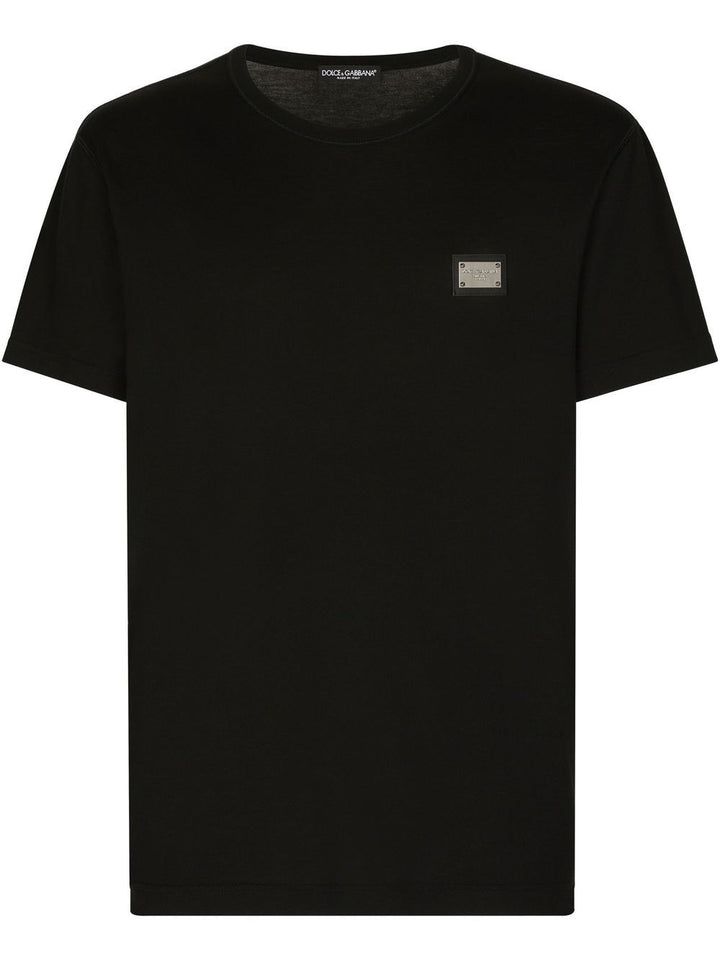 T-shirt nera placchetta logo