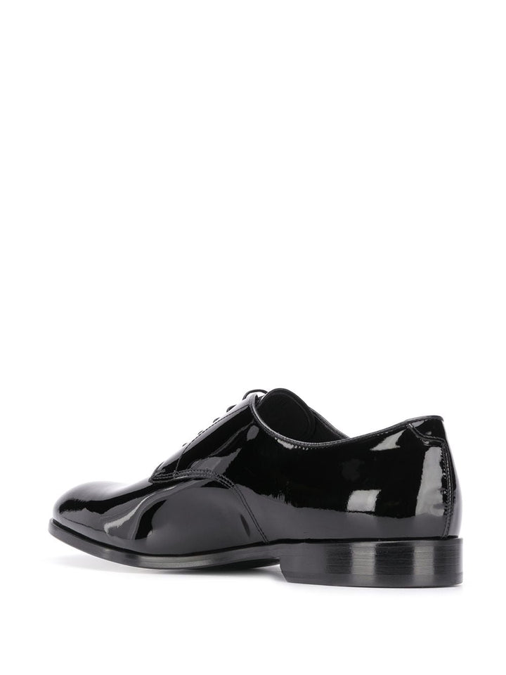 Shiny black derby shoe