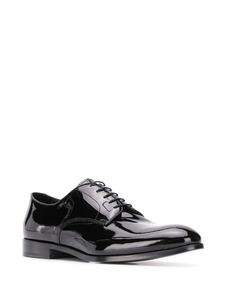 Shiny black derby shoe