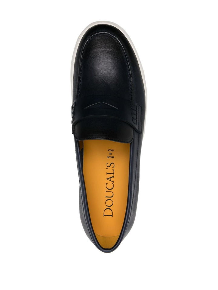 Midnight blue leather penny loafer