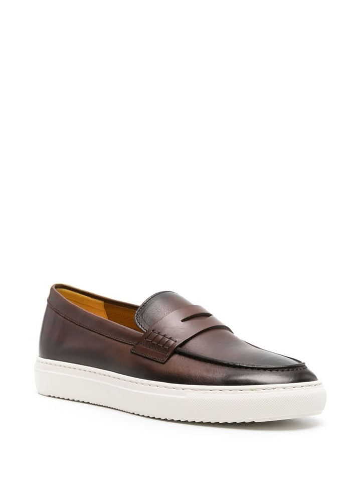 Brown leather penny loafer