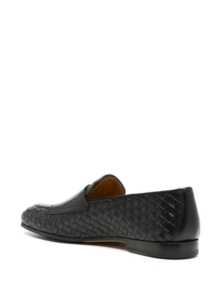 Black woven leather moccasin