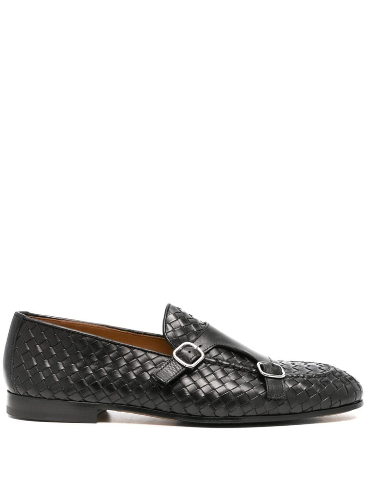 Black woven leather moccasin