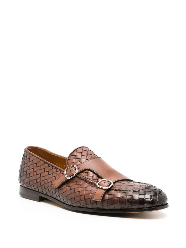 Leather loafer in woven leather