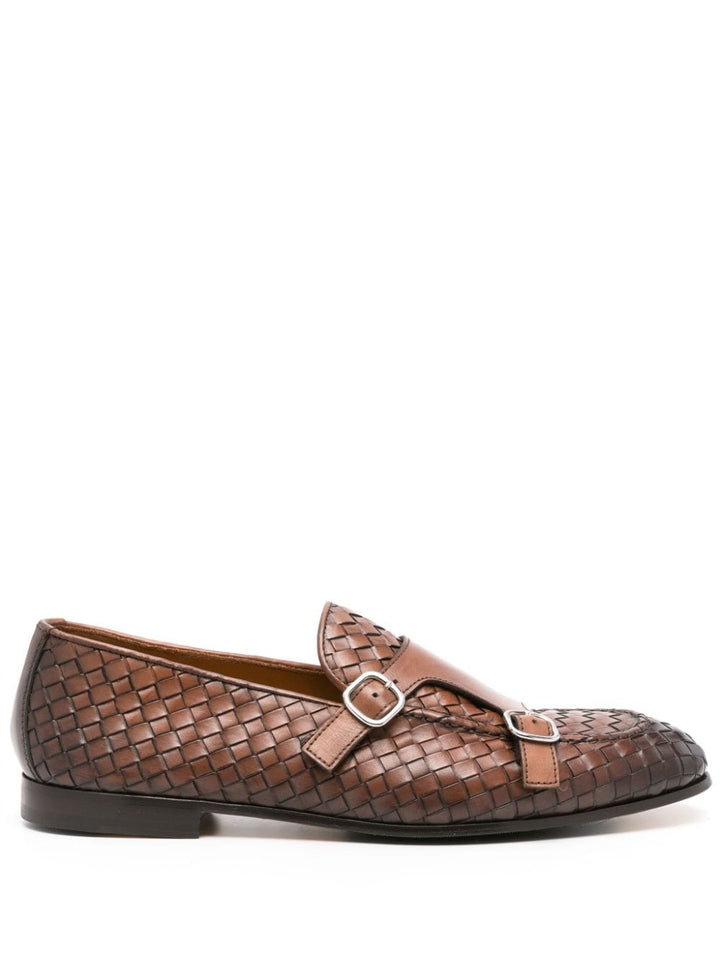 Leather loafer in woven leather