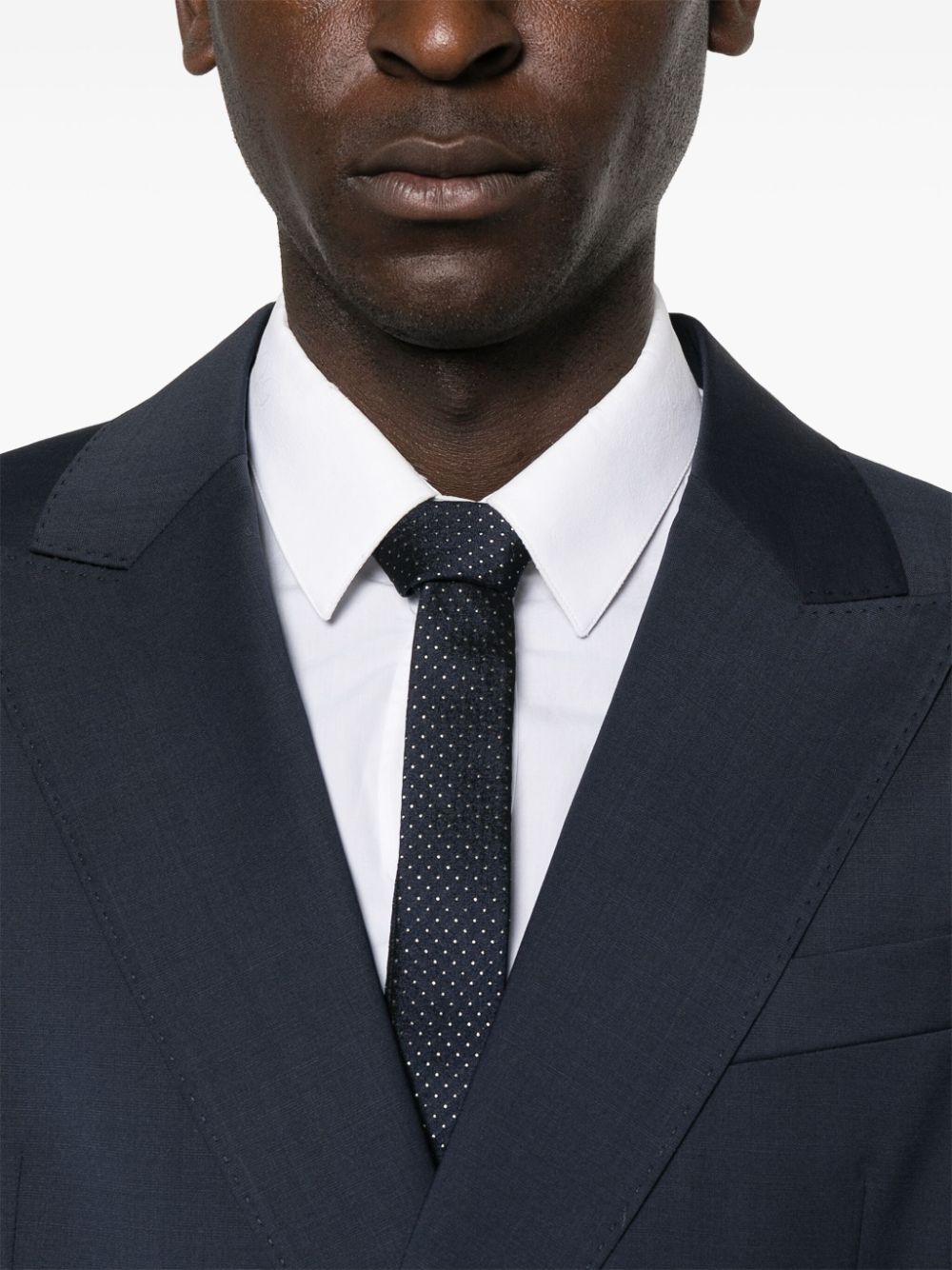 Navy blue double-breasted suit