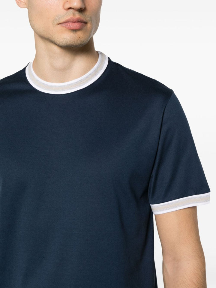 Blue T-shirt with gray piping