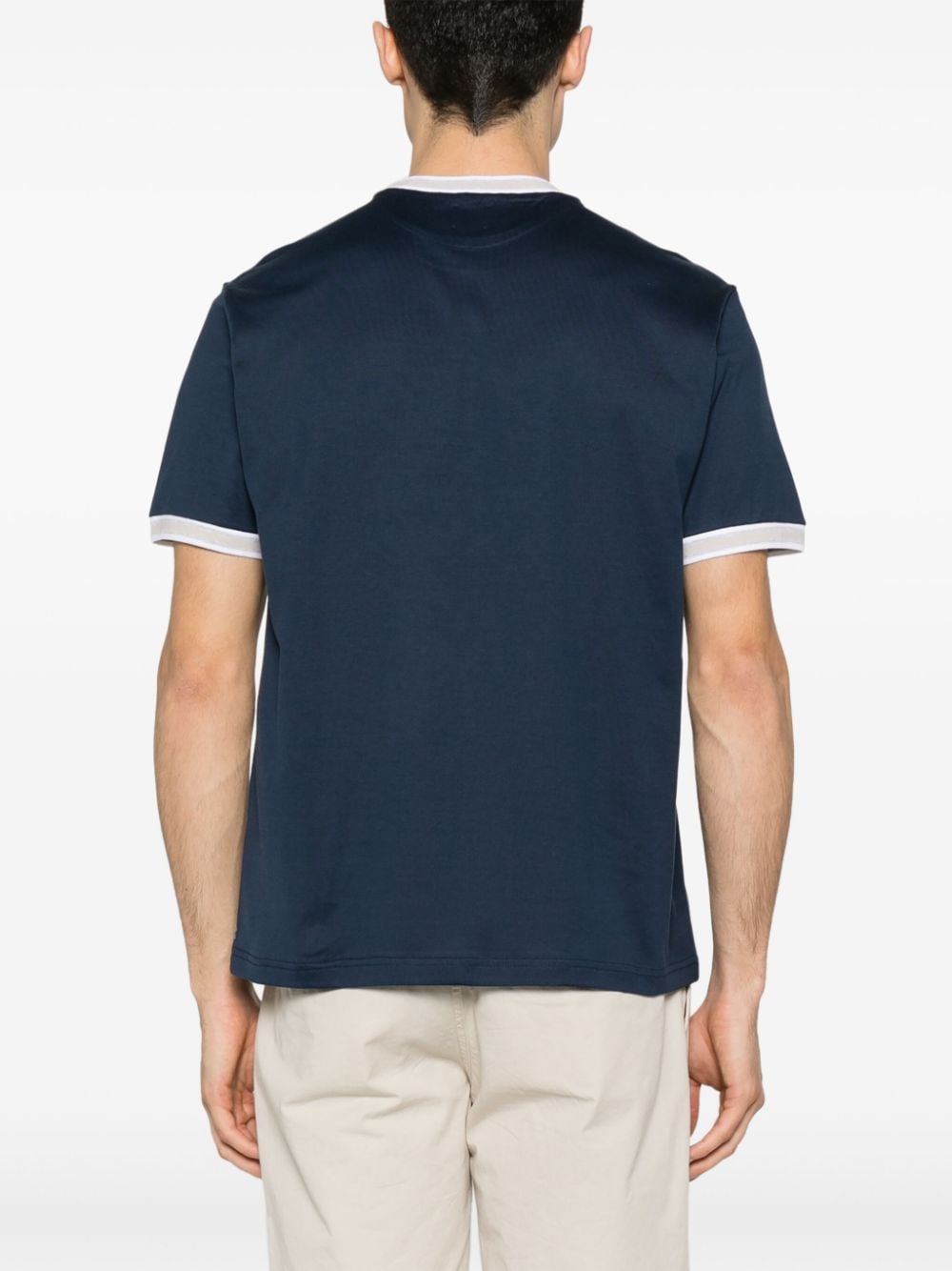 Blue T-shirt with gray piping