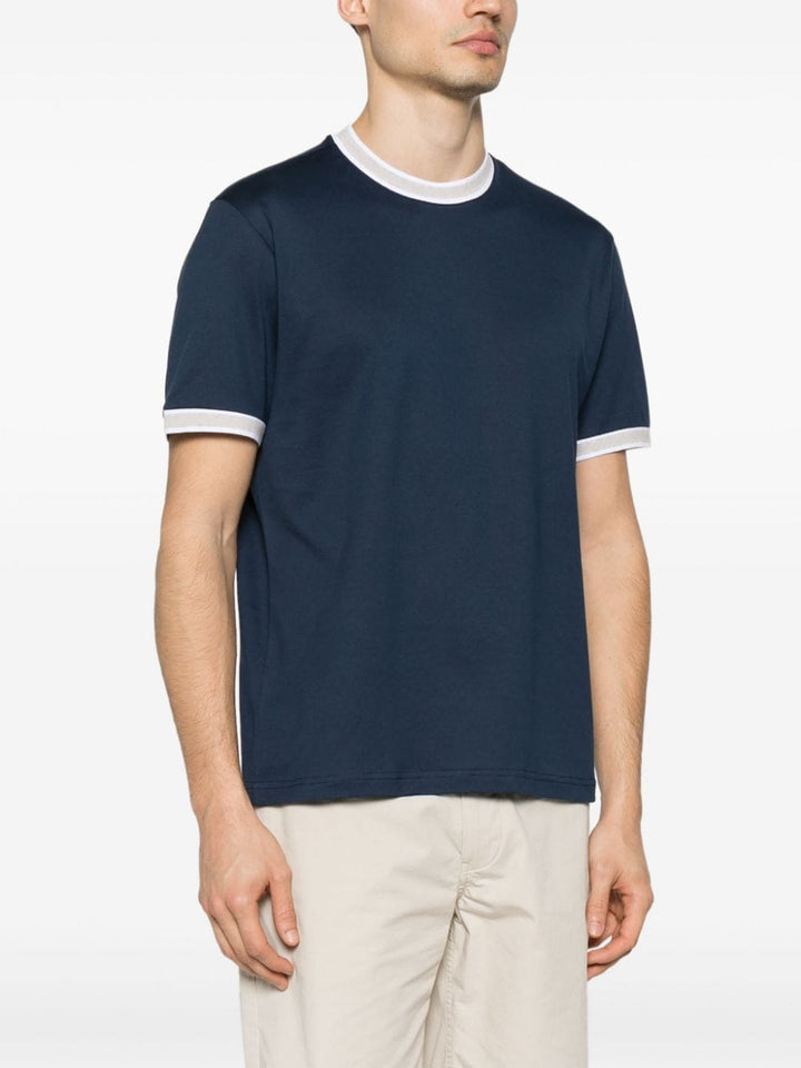 Blue T-shirt with gray piping