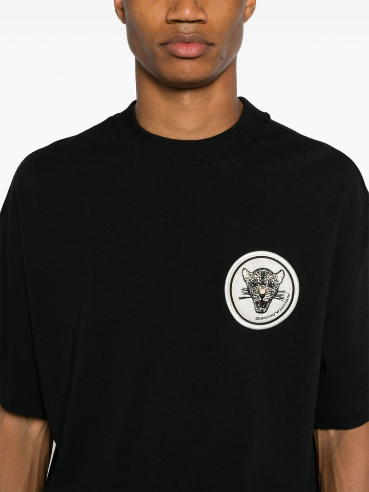 Black T-shirt with application