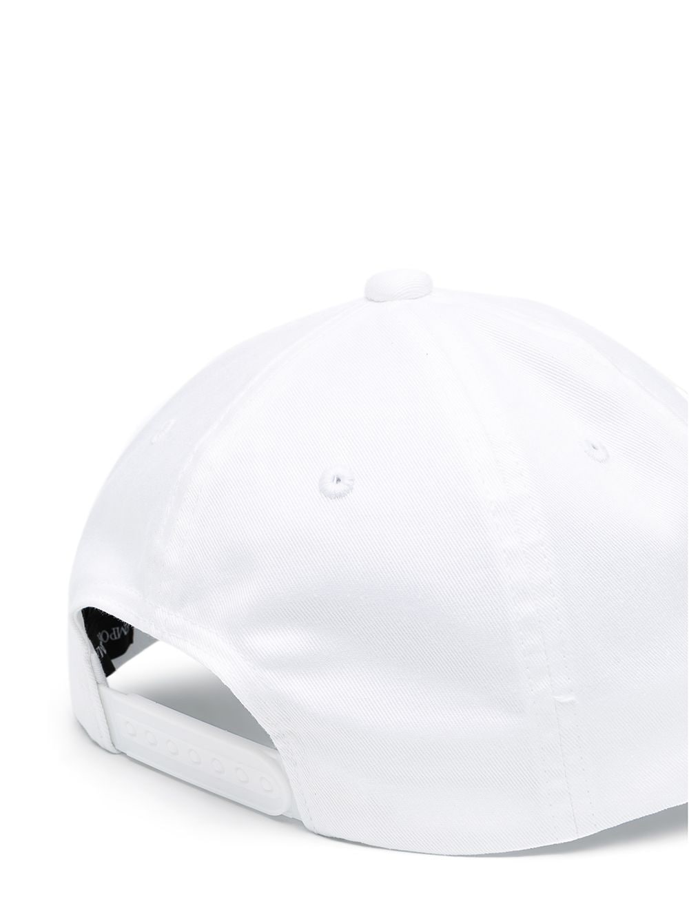 White hat with embroidered logo