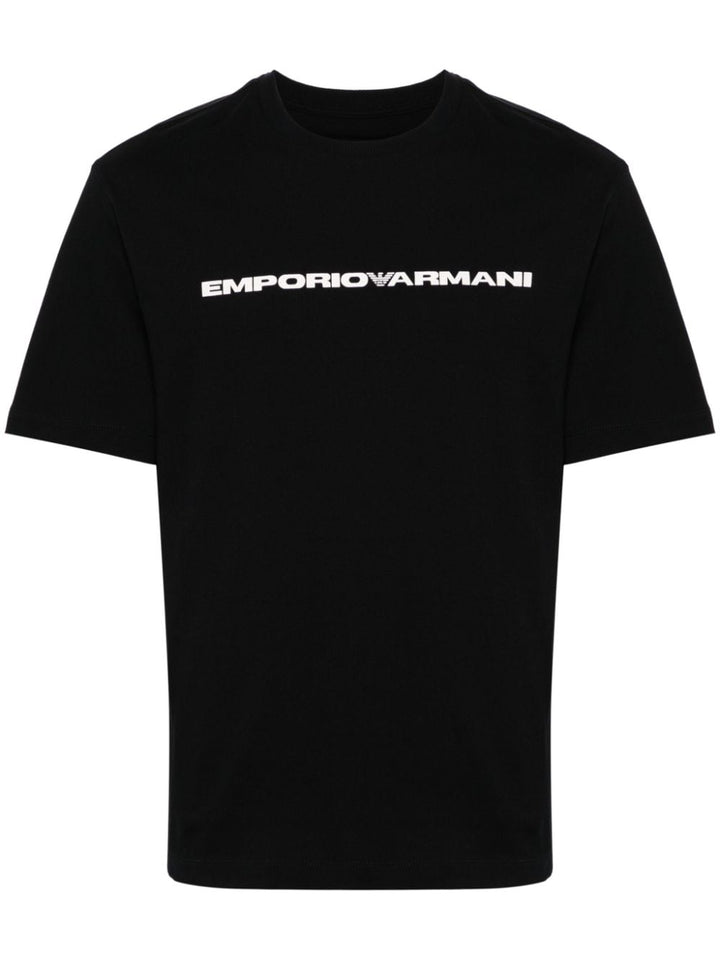 T-shirt bleu à logo Emporio