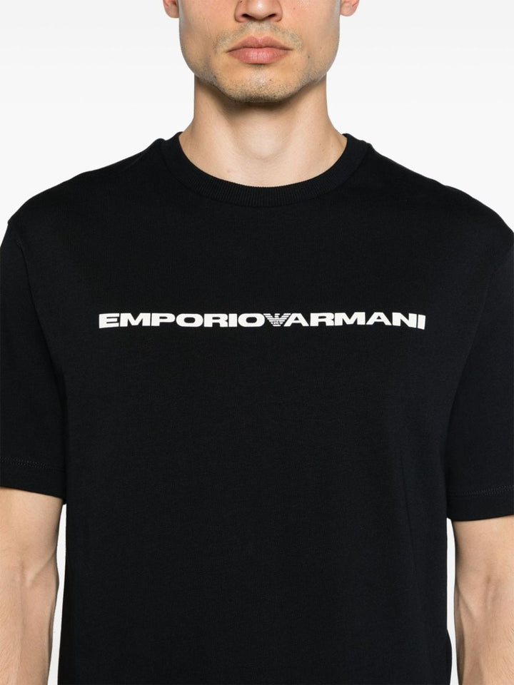 T-shirt bleu à logo Emporio