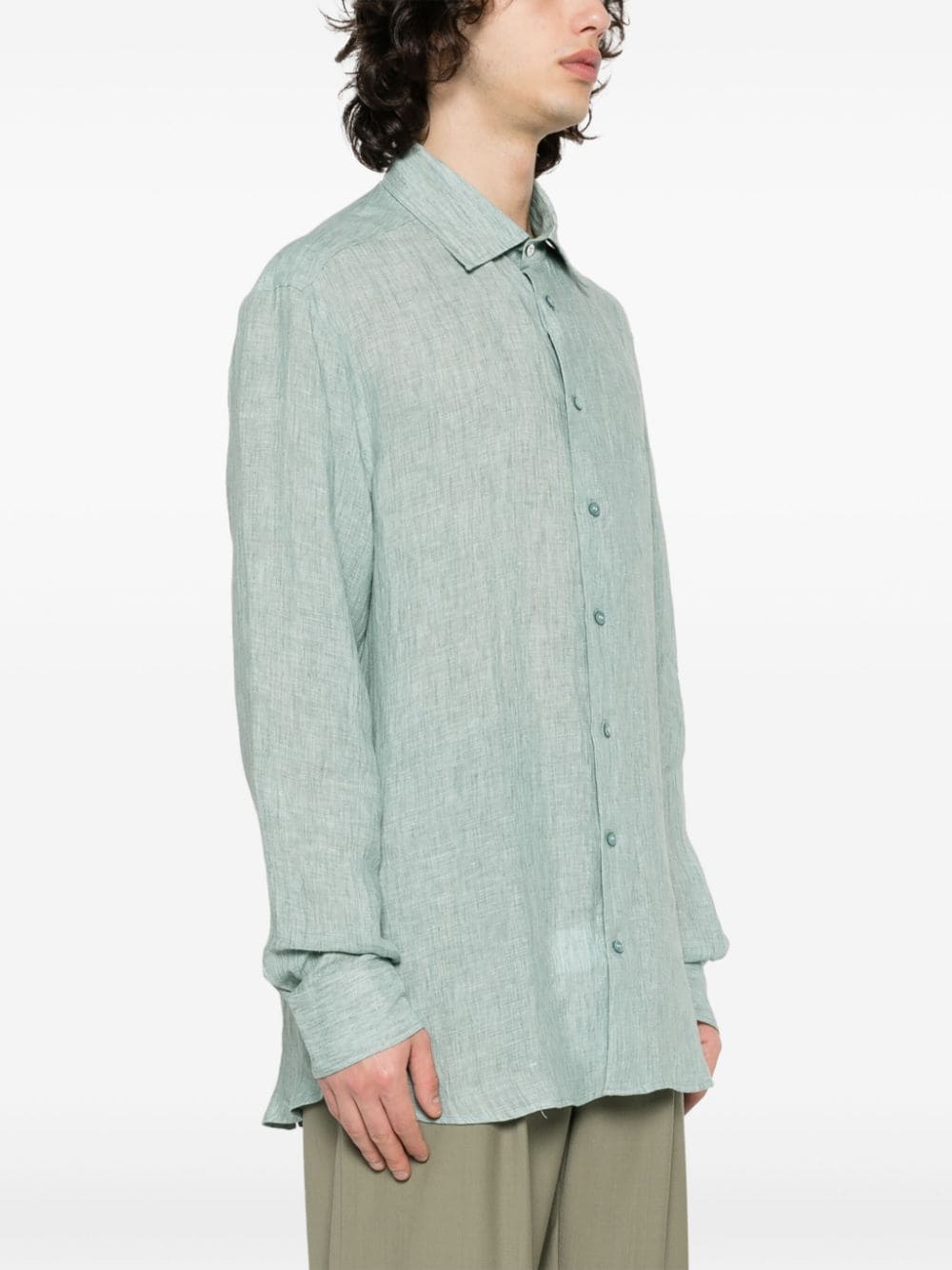 Green linen shirt