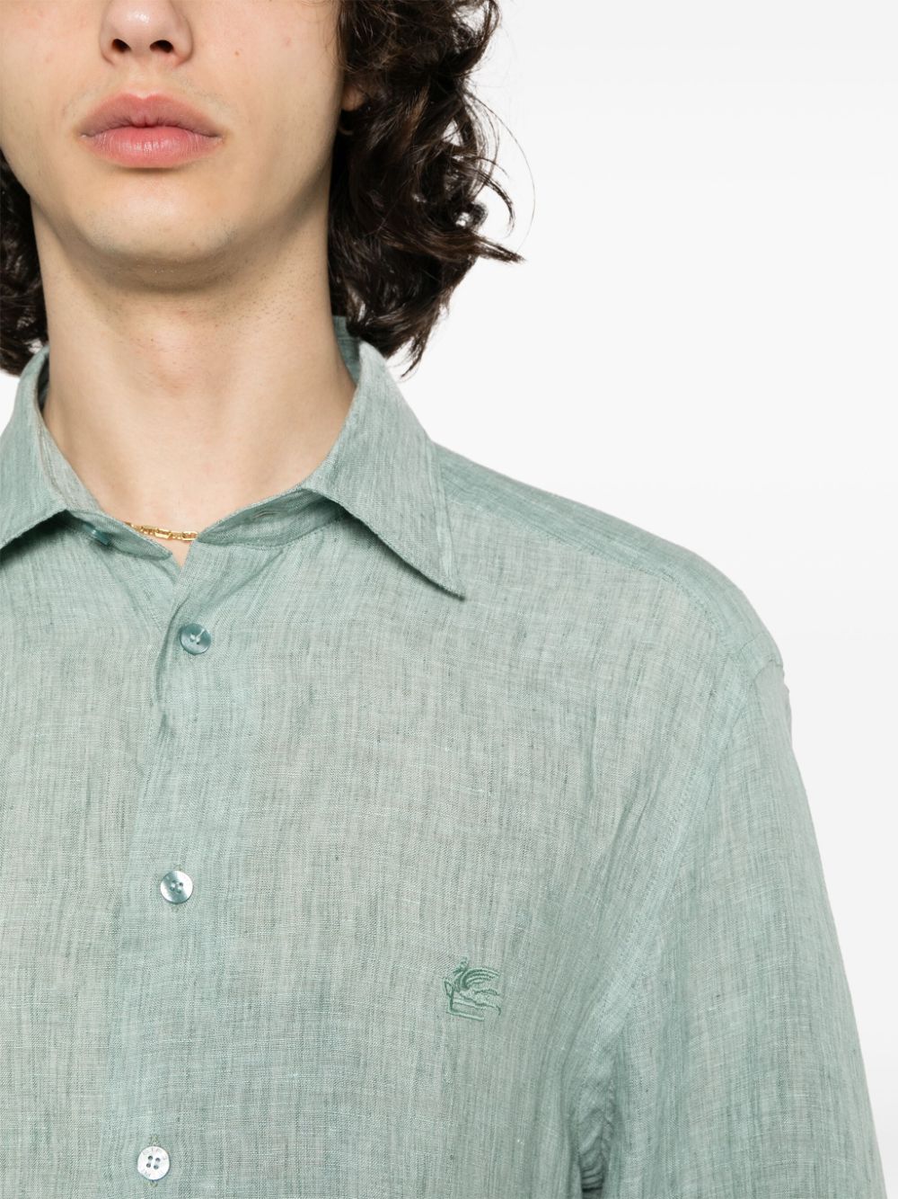 Green linen shirt