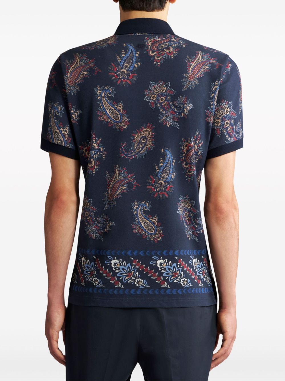 Blue Roma polo shirt with paisley print