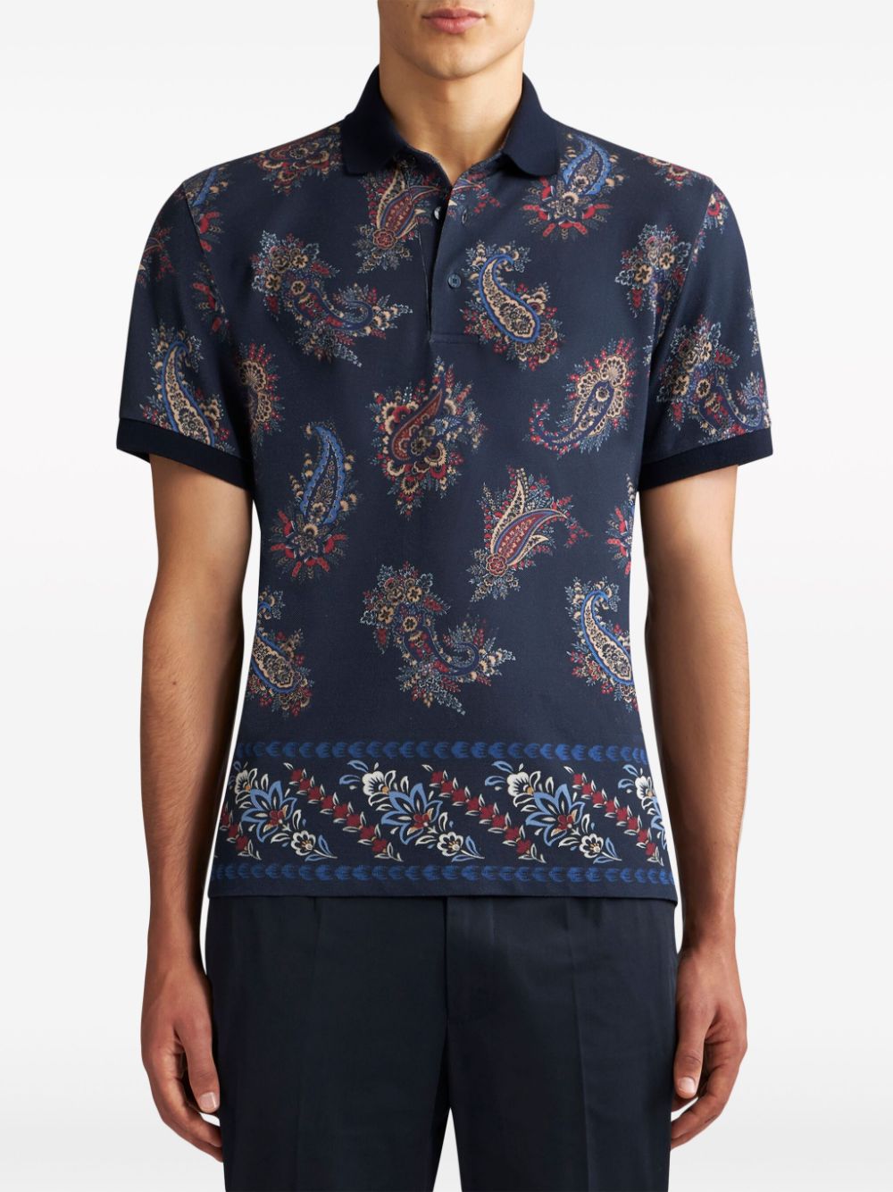 Blue Roma polo shirt with paisley print