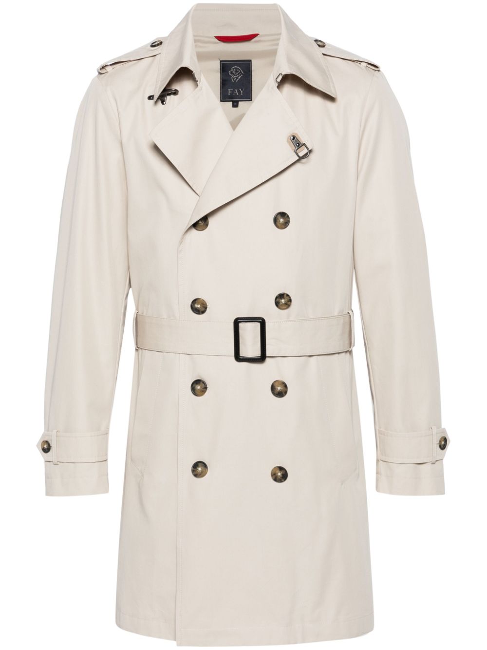 Beige double-breasted trench coat