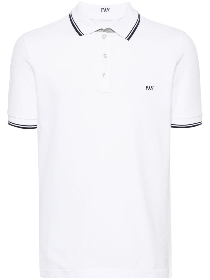 White polo shirt with piping
