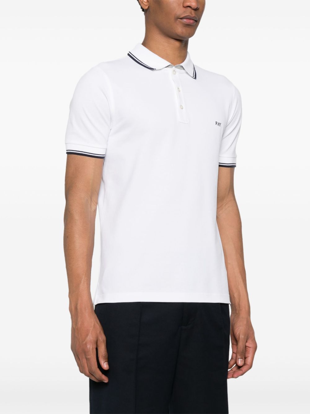 White polo shirt with piping