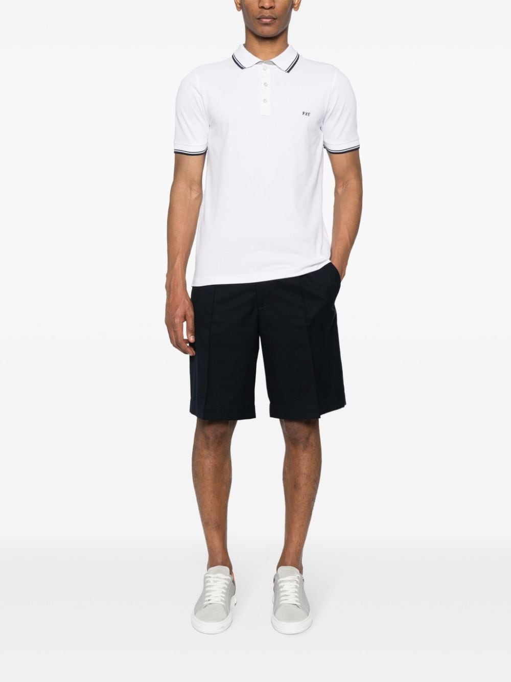 White polo shirt with piping