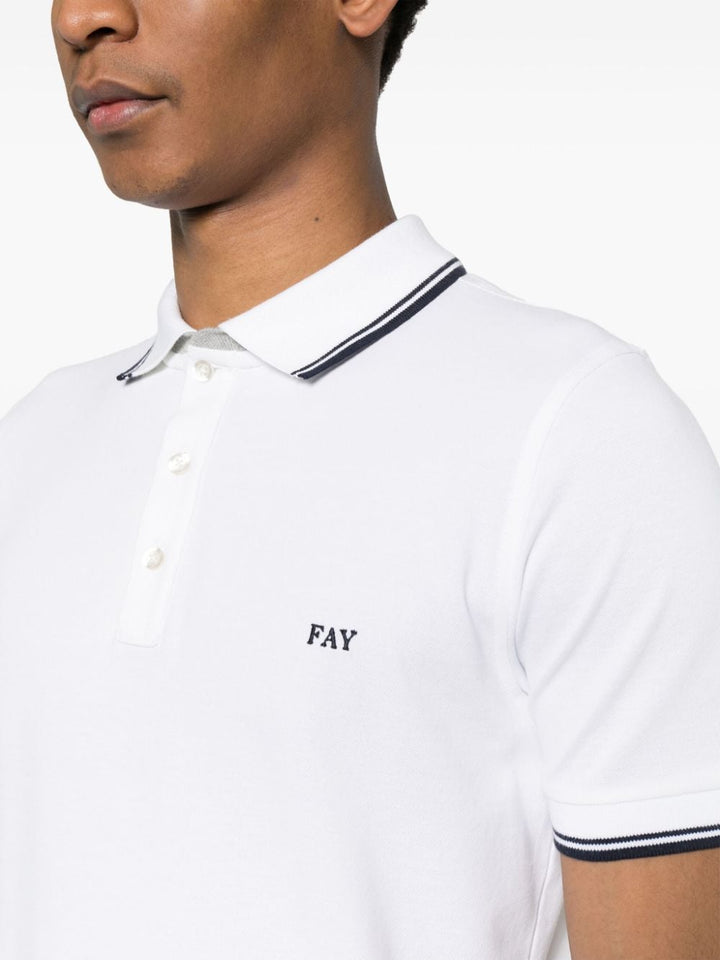 White polo shirt with piping