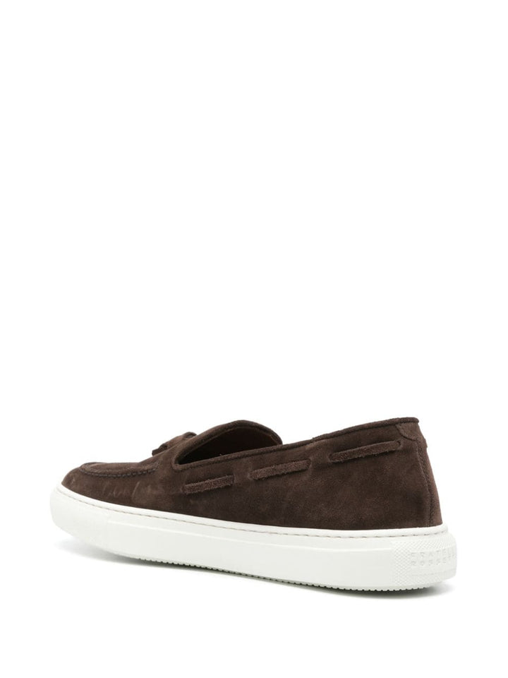 Brown suede moccasin with tassels