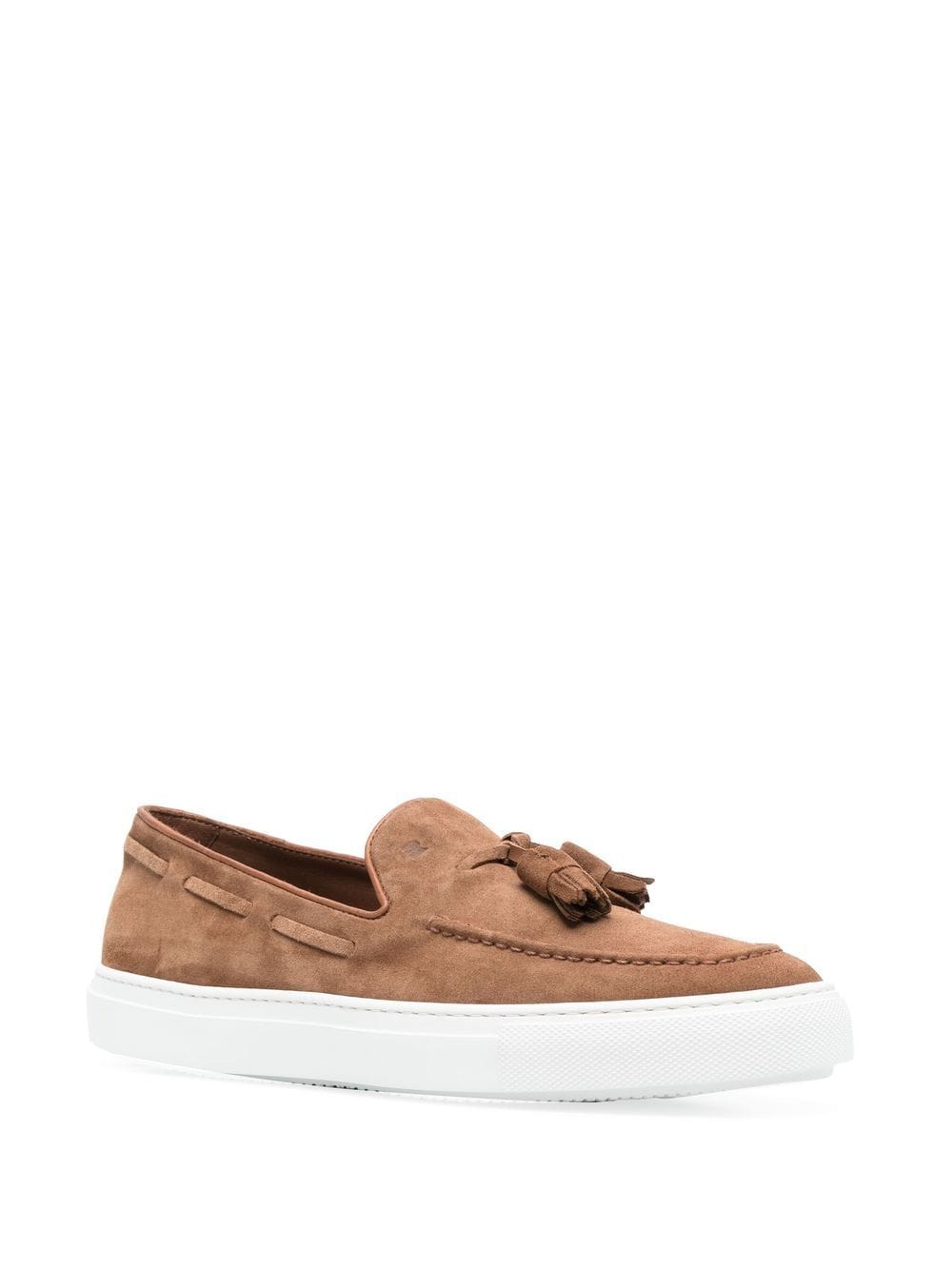 Brown suede moccasin with tassels