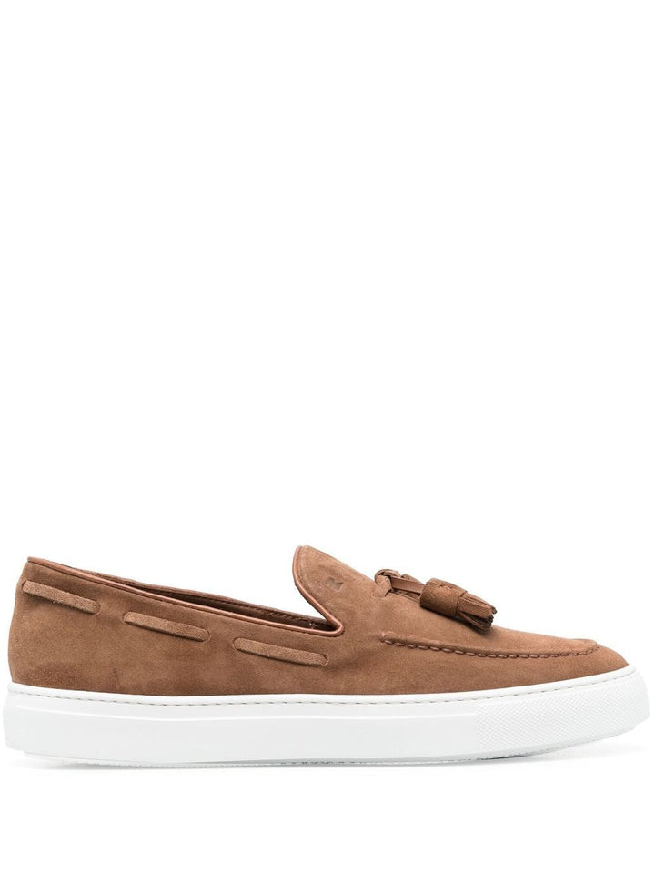 Brown suede moccasin with tassels