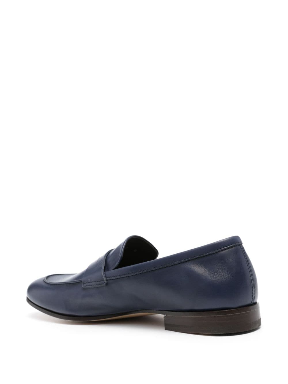 Navy blue leather moccasin