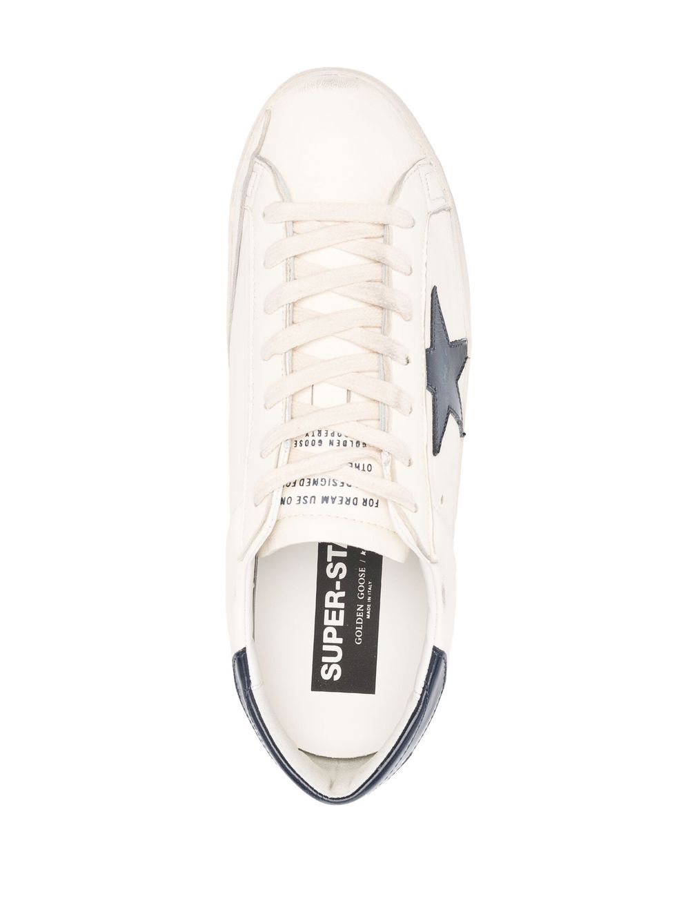 White and blue superstar sneakers