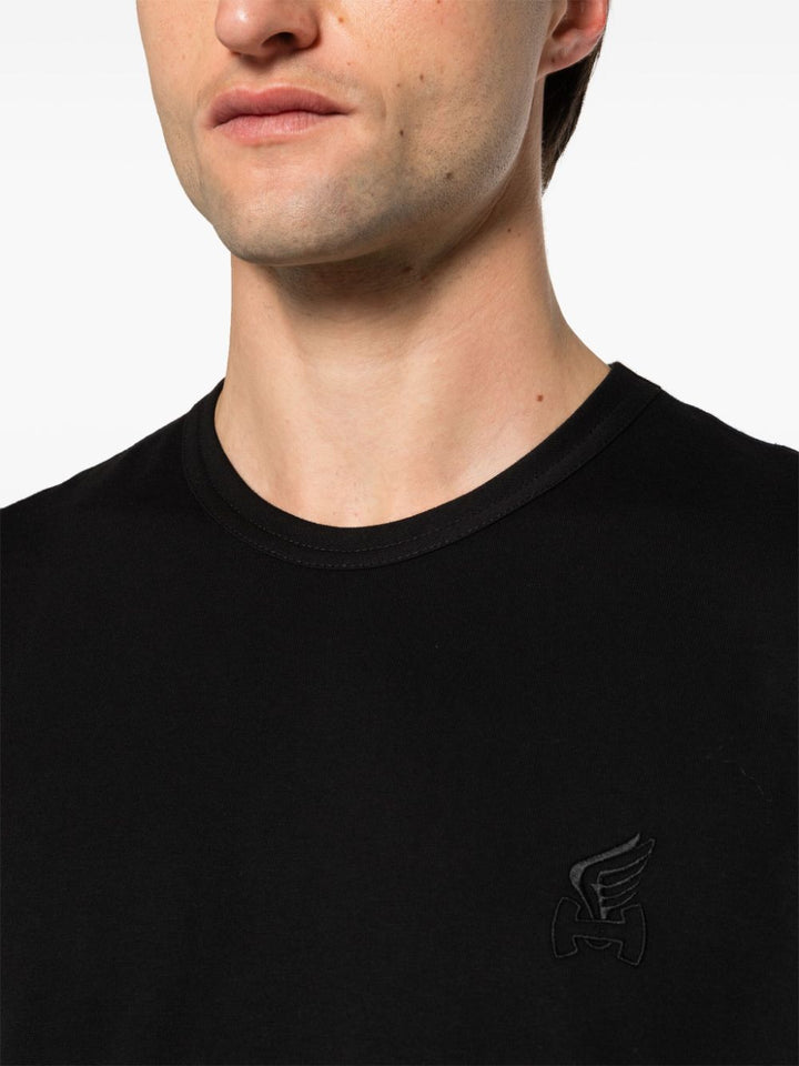 T-shirt noir logo sur la poitrine