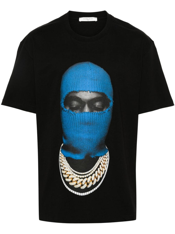 T-shirt nera blu mask