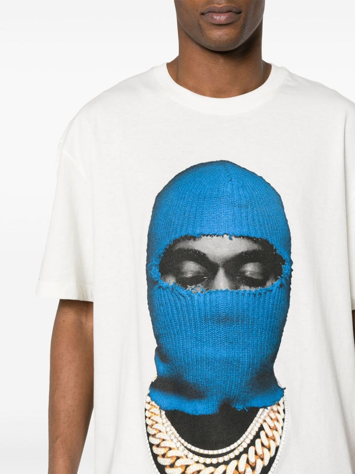 White blue mask t-shirt