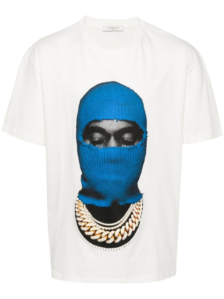 White blue mask t-shirt