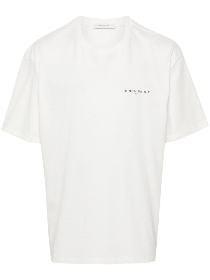 T-shirt bianca con scritta logo