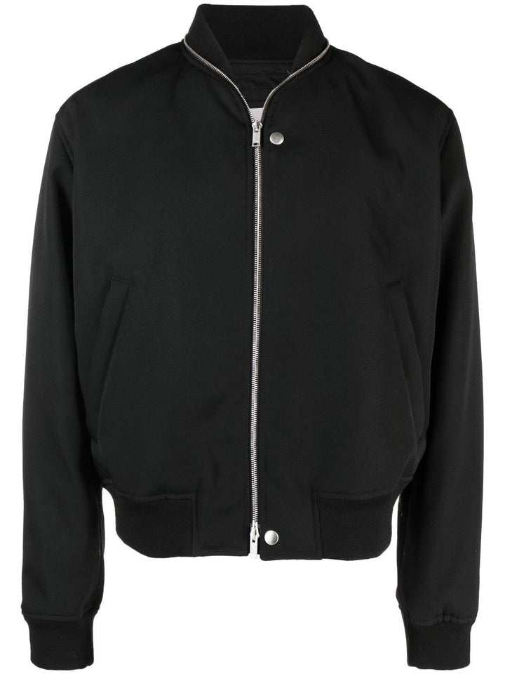 Black bomber jacket with zip