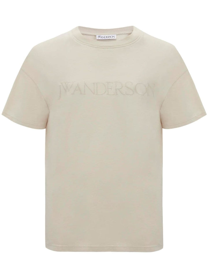 Beige t-shirt with embroidered logo