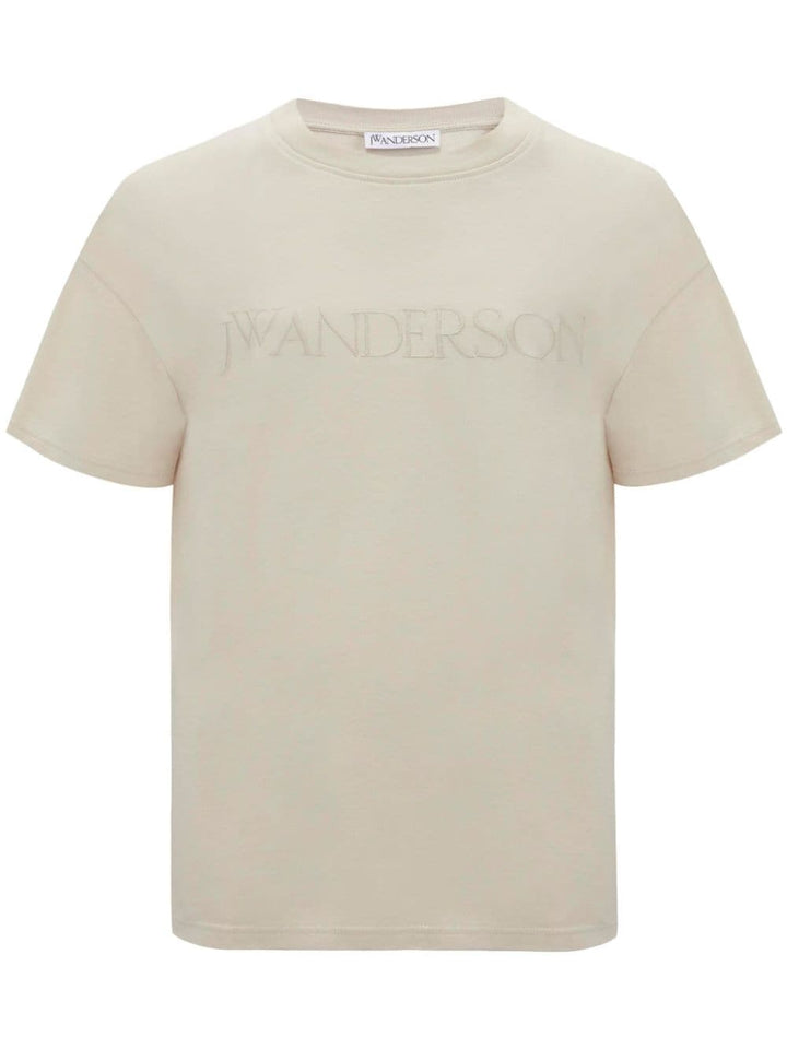 T-shirt beige avec logo brodé