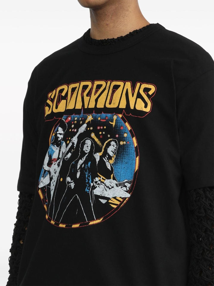 T-shirt nera stampa Scorpions