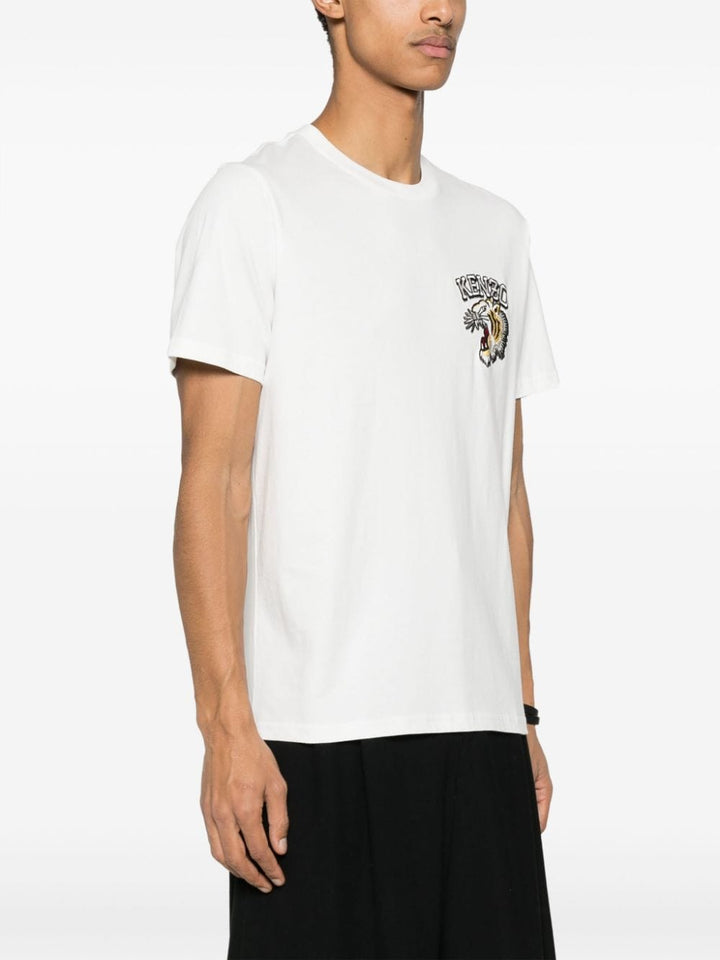 T-shirt bianca logo tiger ricamato