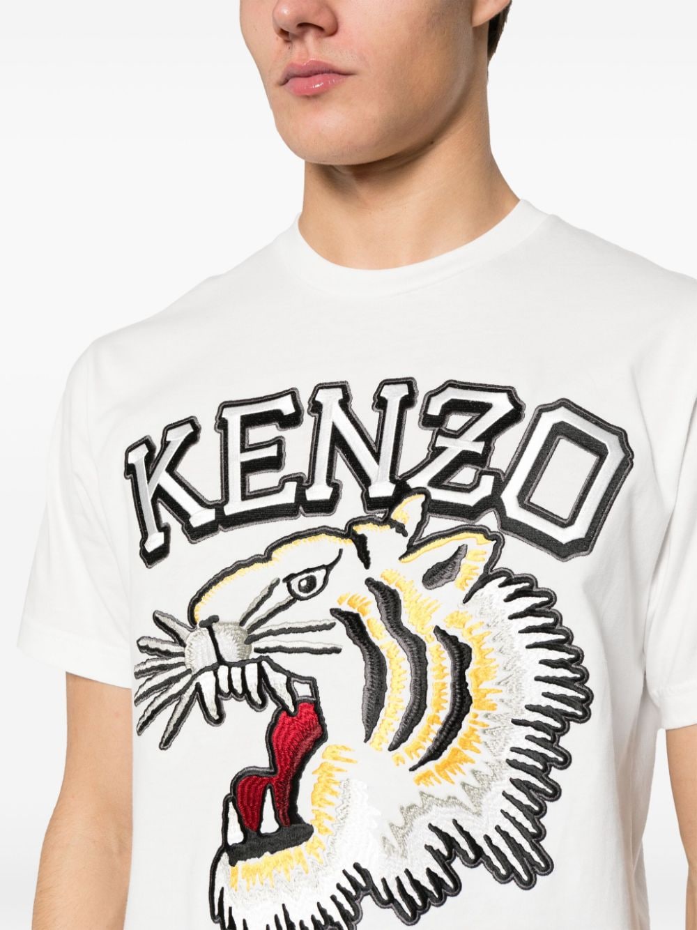 T-shirt bianca logo tiger sul petto