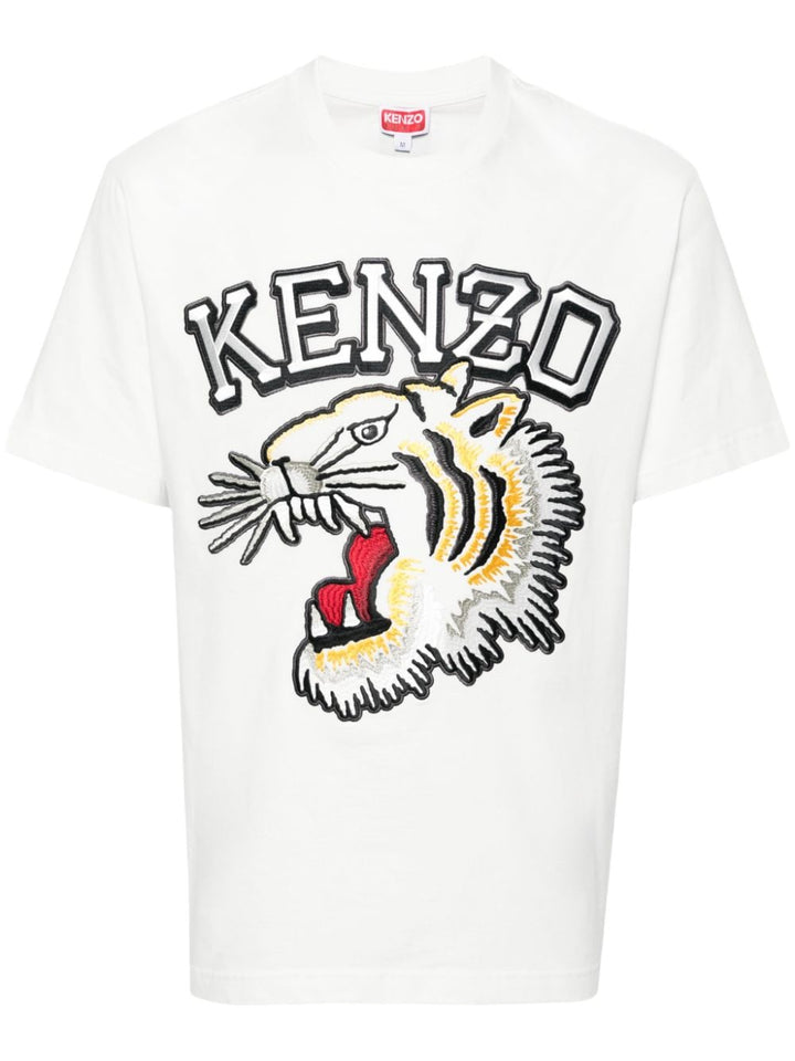 T-shirt bianca logo tiger sul petto
