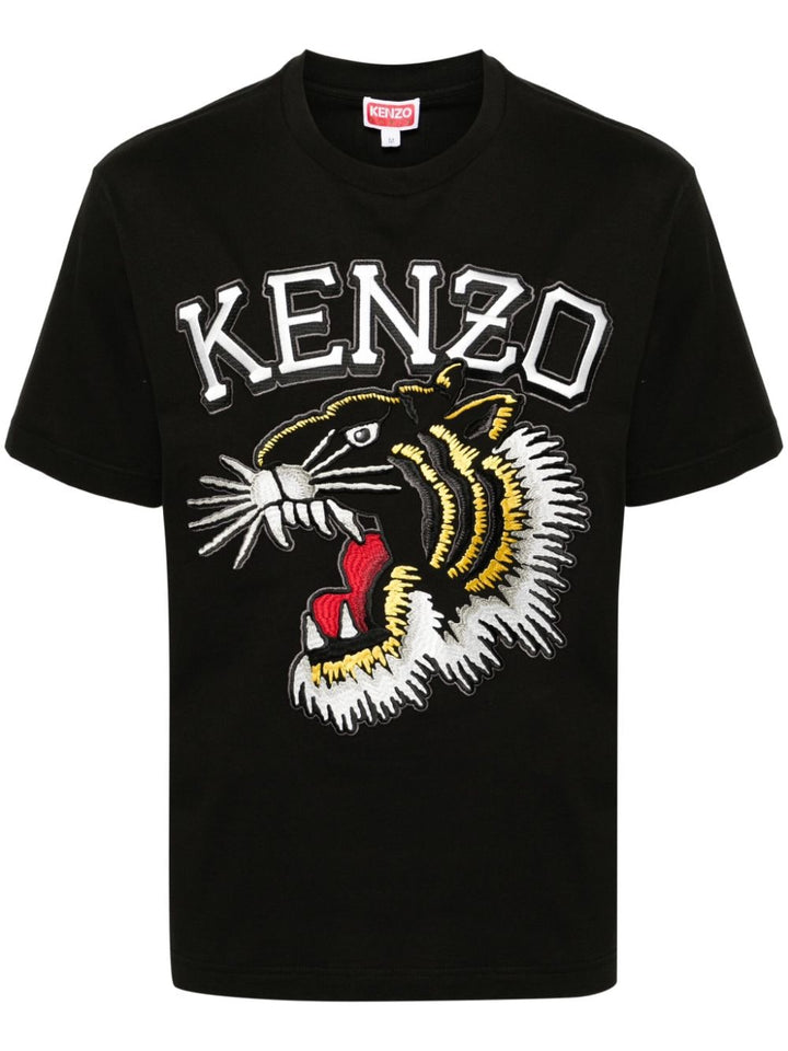 T-shirt nera logo tiger sul petto
