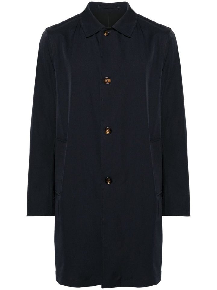 Blue single-breasted trench coat