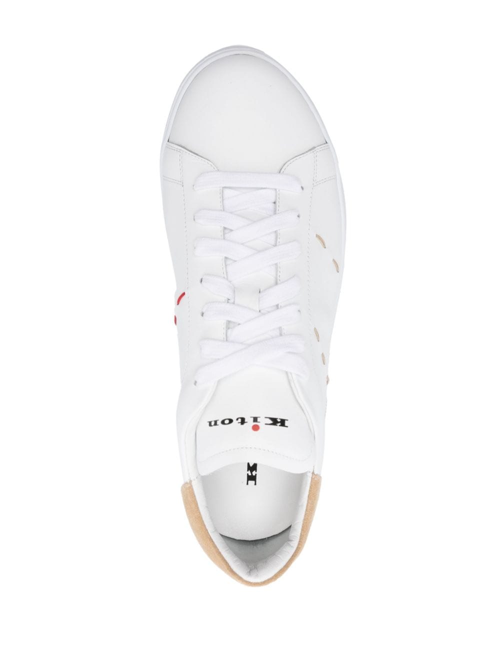 Sneaker en cuir blanc avec détails beiges