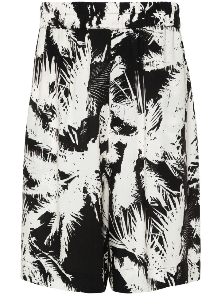 Black palm Bermuda shorts