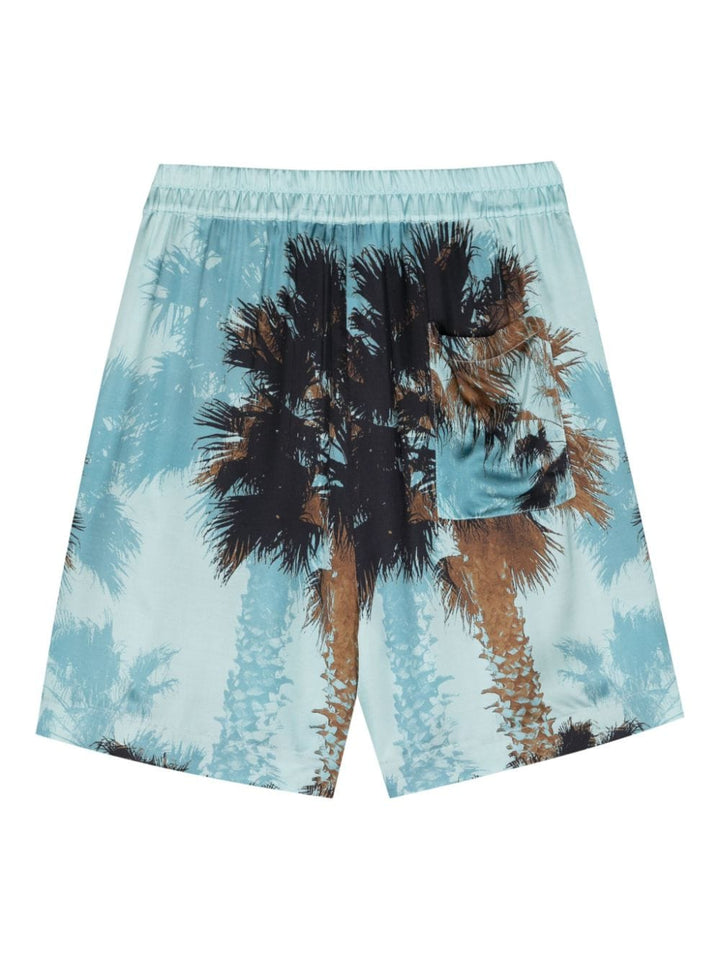 Turquoise shorts with Palm print